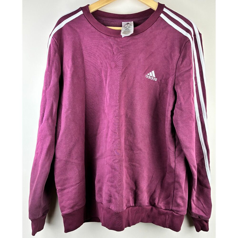 adidas Essentials 3-Stripes Fleece Crewneck Sweatshirt - Maroon / Burgundy XL